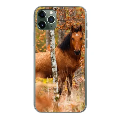 Produktbild von MuchoWow® Handyhülle Schutzhülle Hülle für iPhone 11 Pro Max Pferd - Wald - Braun Silikon Softcase Handy Hülle - Schutz