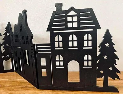 Immagine prodotto di Decorazione natalizia in legno nero, 60 cm, pieghevole