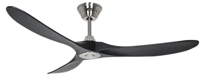 Produktbild von Energiespar Deckenventilator mit Fernbedienung Eco Genuino Chrom gebürstet / Matt schwarz 152 cm