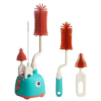 Produktbild von 3-in-1 Babyflaschenbürste, Silikonflaschenbürste mit Aufbewahrungsständer, weiche Flaschenbürste, Saugerbürste und Trinkhalmbürste