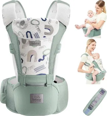 Produktbild von Babytrage mit Hüftgurt, Kopfstütze, 3 Sauggurte und Verlängerung
