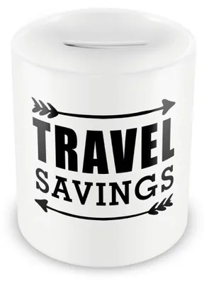 Produktbild von Spardose für Urlaub - Reise-Motiv mit Weltkarte - Geldbox für Reisekasse - Mehrfarbig