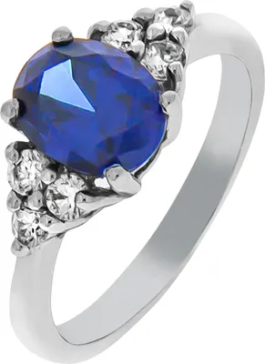 Produktbild von V Ring 925/- Sterling Silber weiß 054 (17,2) Zirkonia blau 358271411