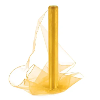Produktbild von Organza Dekostoff gelb 40 cm breit, 9,14 m lang, mit genähtem Saum