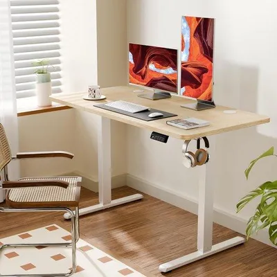 Produktbild von ERGOMAKER Elektrischer Stehschreibtisch, 120 x 60 cm, höhenverstellbar, Steh-Sitz-Schreibtisch für das Homeoffice, mit voreingestellten Höhen