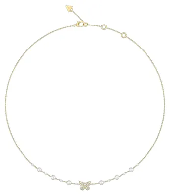 Obrázek produktu pro Guess JUBN06125JWYGT/U Dámský náhrdelník s motivem motýla, nerezová ocel, bílé zlato, 45,5 cm