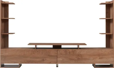 Produktbild von Fernsehschrank 'Rauki' mit Seitenregalen 233 x 31 x 141 cm Walnussoptik