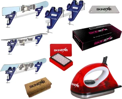 Image de Kit de fartage SkinStar : tendeur de ski Smart, fart universel, brosse et fer à farter, 6 pièces, Snow Wax