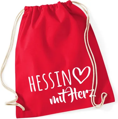 Produktbild von Huuraa Turnbeutel Hessin mit Herz 12 Liter Classic Red Baumwolle Rucksack Geschenkidee