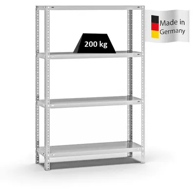 Produktbild von PROREGAL Fachbodenregal Schraubsystem MAGNUS  Germany | HxBxT 150x100x30cm | 4 Ebenen | Fachlast 200 kg | Beidseitig nutzbar | Lichtgrau
