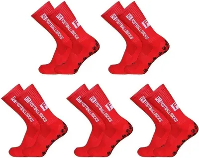 Produktbild von Rutschfeste Sportsocken, 5er-Pack – Fußball- & Fitnesssocken, rot, Größe 39–46