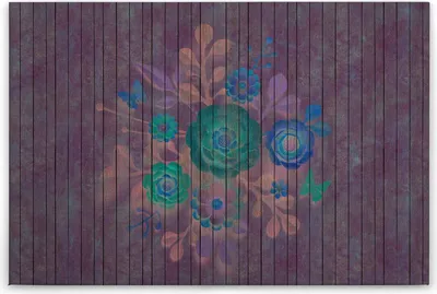 Produktbild von Leinwandbild Blumen 60 x 90 cm - Wandbild Lila Blau - Keilrahmen Floral Wohnzimmerdeko Wanddeko Wandgemälde