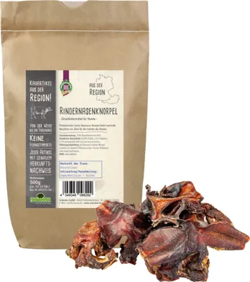 Produktbild von 500g - Schecker Kausnack - Rindernasen Knorpel - aus der Region - fettarm - Diätfutter