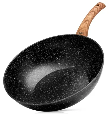 Zdjęcie produktu dla Vilde | Patelnia wok Ø 32 cm - Głęboka patelnia - Powłoka nieprzywierająca - Indukcja - GRANITICA WOOD