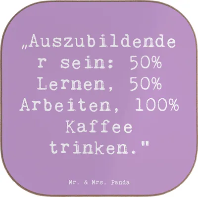 Produktbild von Mr. & Mrs. Panda Untersetzer für Gläser Spruch Auszubildender - Lavendeltraum - Geschenk, Unterstützung, Kaffeeuntersetzer, Coaster, berufliche Entwicklung, Beruf