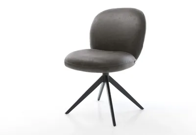 Produktbild von DELIFE Drehstuhl Nube-Flex Mikrofaser Anthrazit Vintage Kreuzgestell breit Schwarz 360° drehbar Wippfunktion Taschenfederkern