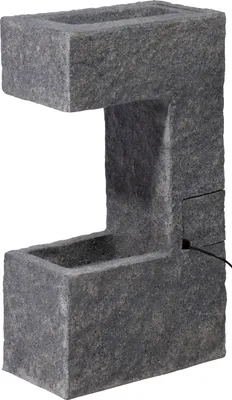 Produktbild von dobar Großer Design-Gartenbrunnen mit Pumpe und LEDŽs, dekorativer Wasserfall mit Pflanzkasten aus Kunststein, 39 x 20,5 x 70 cm, grau