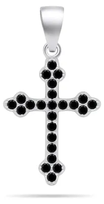 Immagine prodotto di Ciondolo in argento con zirconi neri Croce PT84WBC