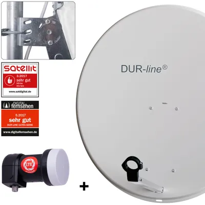 Produktbild von DUR-line MDA 80 Satellitenschüssel hellgrau + Single LNB