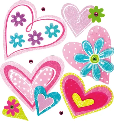 Image de Set de stickers décoratifs Coeurs, 9 pièces