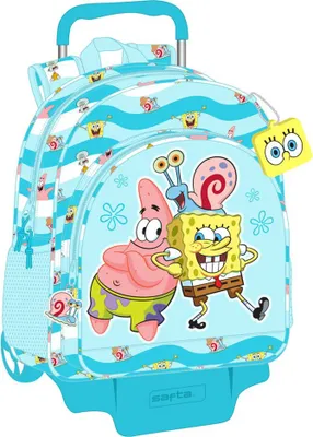 Immagine prodotto di Zaino scuola con ruote Spongebob Stay positive Blu Bianco (33 x 42 x 14 cm)