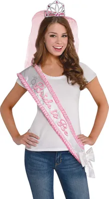 Produktbild von Hübsche Satin Bride To Be Schärpe Mit Schleife Hellrosa-Weiß
