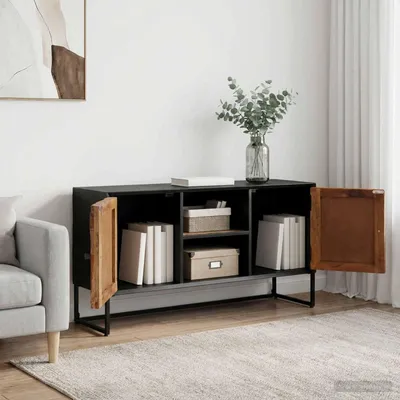 Image de vidaXL, meuble de rangement, 105 x 30 x 55 cm, en bois massif et bois composite