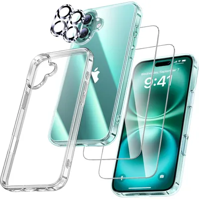 Zdjęcie produktu dla Zestaw 5 w 1 etui ochronnego do iPhone'a 16 (6,1 cala), przezroczyste