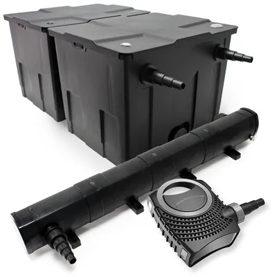 Immagine prodotto di Set completo Wiltec: filtro per laghetti CBF-350B fino a 60000 L come filtro a flusso continuo, pompa per laghetti NEO10000 SuperECO 10000l/h 80W, chiarificatore per laghetti CUV-272 con chiarificatore UVC 72W