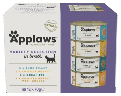 Produktbild von APPLAWS Variety selection multipack in broth - nassfutter für Katzen - 12x70g