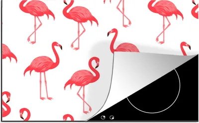 Produktbild von KitchenYeah© Herdabdeckplatte Muster - Flamingo - Vogel , 80x52cm, Küche Deko, Glaskeramikkochfeld Herdabdeckung, Abdeckplatte fùr Kochfeld