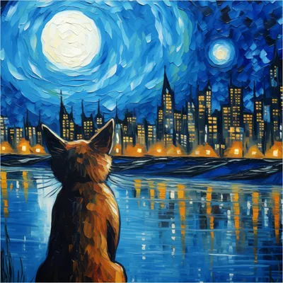 Produktbild von Wallario selbstklebende Möbelfolie/ Tischdecke für Innen und Außen, Größe: 50 x 50 cm - Katze im Mondschein