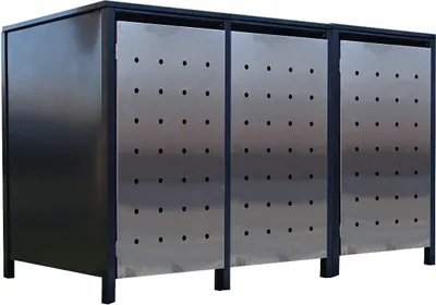 Produktbild von 3x Premium 240 Liter Tailor Mülltonnenboxen Stanzung 1 Anthrazit Tür-Edelstahl