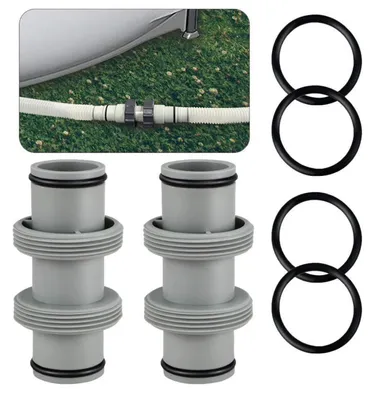 Productafbeelding van Poolslangconnector 38mm, grijs, 2 stuks. Aansluitset voor Intex- en Coleman-zwembaden