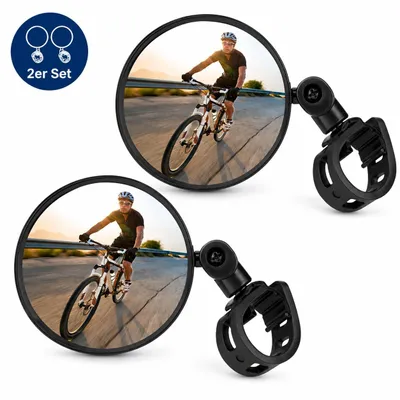 Produktbild von Fahrrad Rückspiegel 2er Set 360° drehbar Lenker Spiegel 8cm, H0278