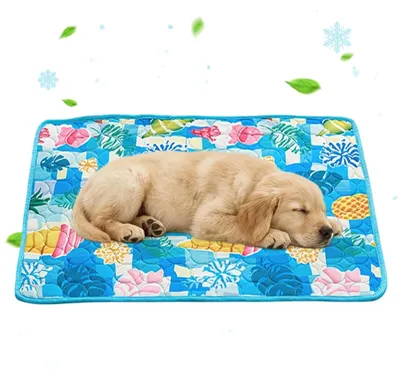 Produktbild von CEWROM Kühlmatte für Hunde, Kühlmatte für Hunde und Katzen, selbstkühlende Hundematte, ideal für den Sommer, waschbar, Hundedecke für Zuhause, unterwegs oder im Auto (blau)
