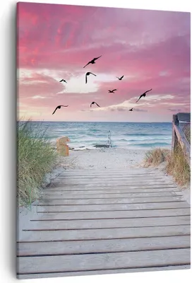 Produktbild von Bild auf Leinwand - Leinwandbild - Einteilig - Strand Sand Vögel - 50x70cm - Wand Bild - Wanddeko - Wandbilder - Leinwanddruck - Kunstdruck - Wanddekoration - Leinwand bilder - Wandbild - PA50x70-4994