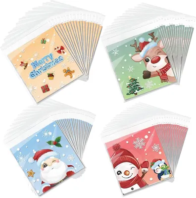 Produktbild von Kekstš¹ten, 100 Stš¹ck, durchsichtige Zellophantš¹ten, kleine Zellophantš¹ten, selbstklebende Kekstš¹ten, transparente Weihnachts-Sš¹?igkeitstš¹ten (14 x 14 cm)