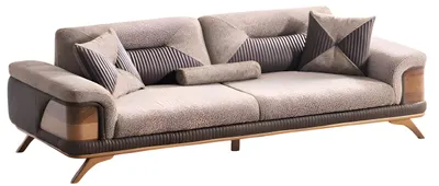 Obrázek produktu pro Stilvolles 3-Sitzer Sofa mit modernem Stoff und edlen Holzdetails