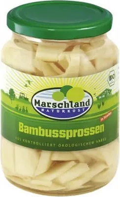 Zdjęcie produktu dla PĘDY BAMBUSA PASKI W ZALEWIE340 g (175 g) - MARSCHLAND NATURKOST