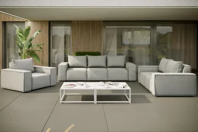 Produktbild von Gartenmöbel-Set GARDENT 3-2-1 wetterfester Stoff NXL Hellgrau