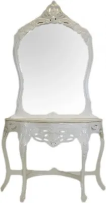 Image de Console murale baroque blanche Casa Padrino avec plateau en marbre - Miroir mural de luxe avec table console, 95x80x40 cm / Miroir 110x80 cm