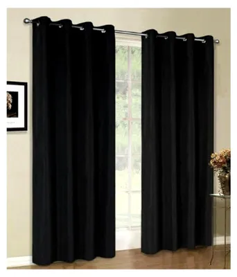 Produktbild von Blickdichter Mikrofaser Vorhang in Schwarz mit Ösen, 175x140 cm