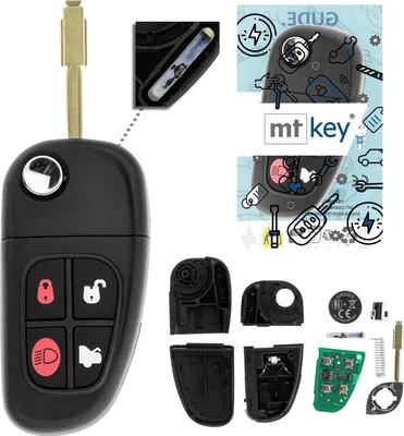 Produktbild von MT-KEY Funk Schlüssel 434MHZ kompatibel mit Jaguar X-Type X400 01-09 S-Type X200 99-07 XJ X350 X358 03-09 433MHZ Klappschlüssel