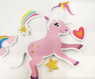 Immagine prodotto di 30 adesivi - Schiuma EVA - Unicorni da personalizzare