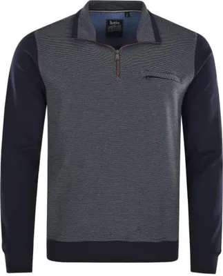 Produktbild von 28492 Hajo, , Herren Troyer Pullover Sweater, Microfaser, blue meliert, L