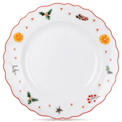 Obrázok produktu pre Orion | Vianočný plytký tanier, porcelán, biela, 24,5 cm