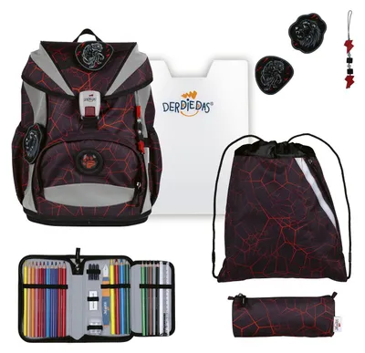 Productafbeelding van DerDieDas schooltas ErgoFlex Light Superflash Set 6-delig Wild Spirit zwart