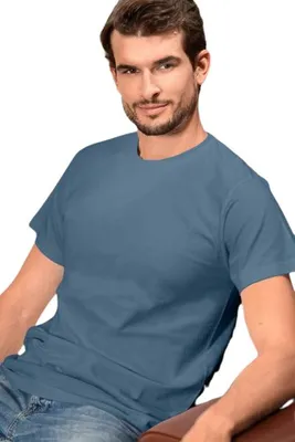 Zdjęcie produktu dla Bawełniana koszulka uni , wysoka gramatura, 100% bawełny, bez nadruku, jednolity kolor, 200 g/m2, kolor denim, rozmiar S