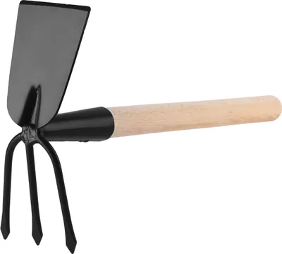 Produktbild von Garronda Unkrauthacke gespitzt mit Harke Gartenhacke klein Handhacke mit Rechen GD-0007 (Unkrauthacke: Schwarz, Rechteckform)